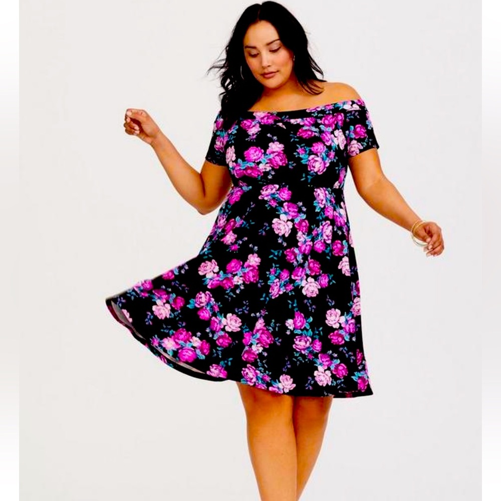 Torrid Floral Off-Shoulder Dress size 1 NWT